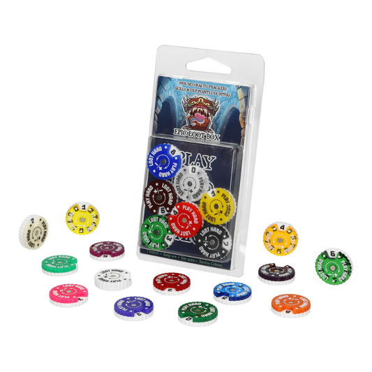 Trackers Counters Range 0-9 25mm WT-2509R7 – liczniki Epic Loot Box wysypane z opakowania widok rozsypu
