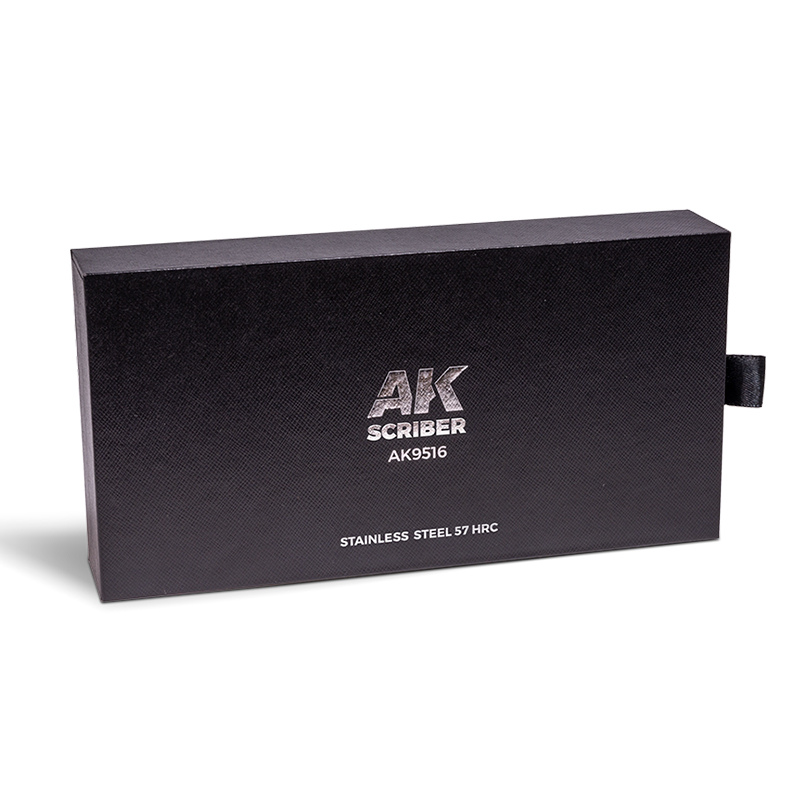 Scriber Stainless Steel 57 HRC - czarne etui AK Scriber AK9516 zamknięte z logo i napisem Stainless Steel 57 HRC | AK Interactive
