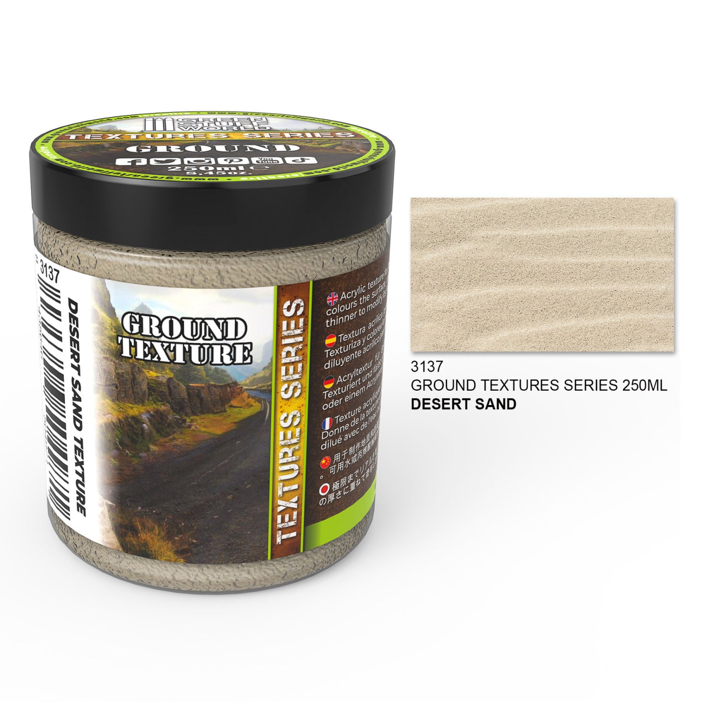 Ground Textures Desert Sand 250ml Green Stuff World - akrylowa pasta teksturująca do efektu pustynnego piasku na dioramach i podstawkach miniatur