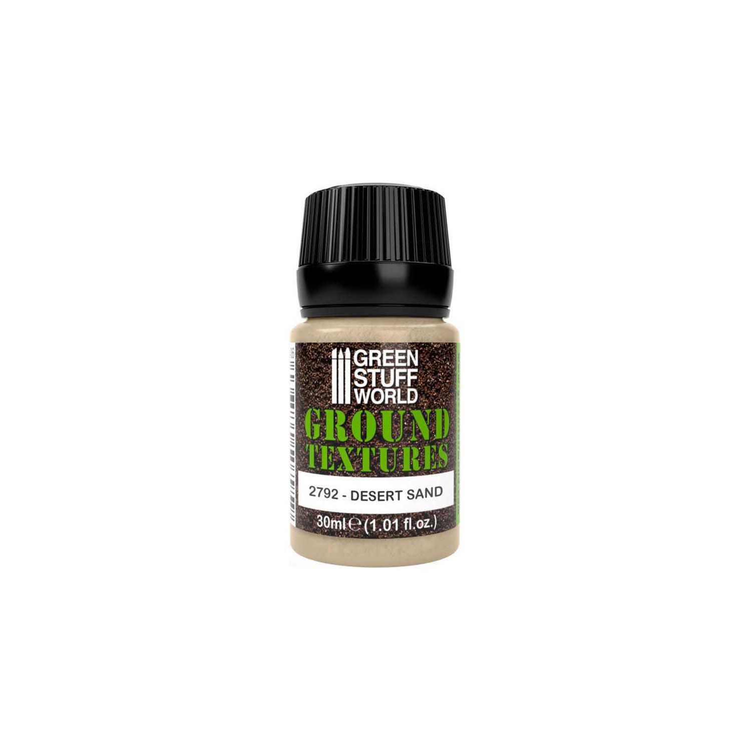 Green Stuff World Ground Textures Desert Sand 30ml – oryginalne zdjęcie produktu od producenta, efekt nałożenia pasty pustynnego piasku na podstawkę
