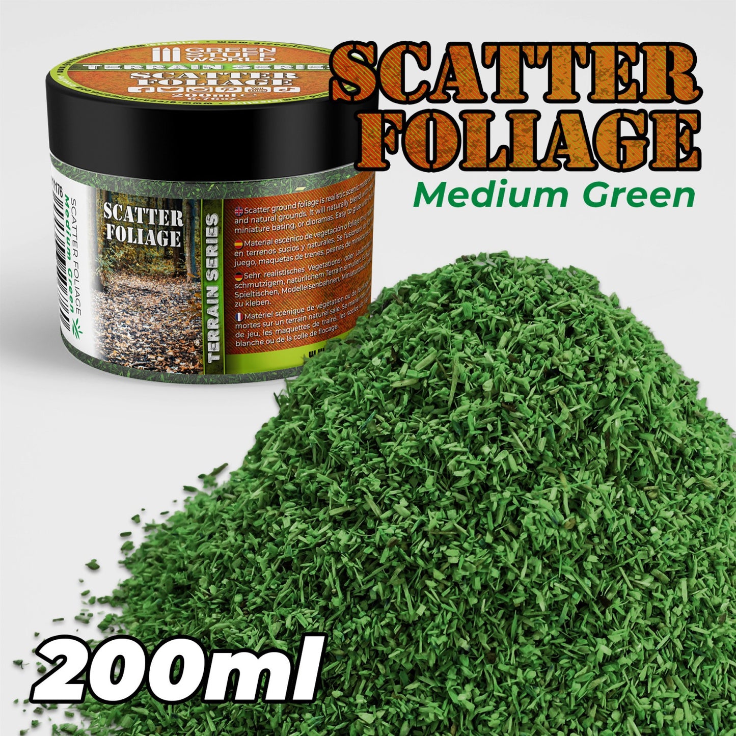 Scatter Foliage Medium Green 200ml Green Stuff World - realistyczny materiał sceniczny do podstawek miniatur i dioram