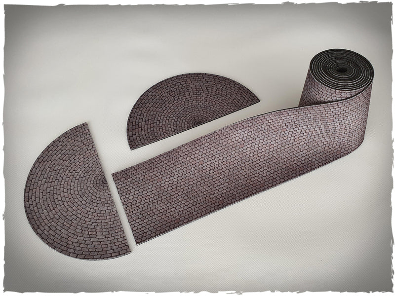 Regular Cobblestone Road Stripe Deep-Cut Studio – pas brukowanej drogi z neoprenu do gier figurkowych Bolt Action Warhammer Mordheim
