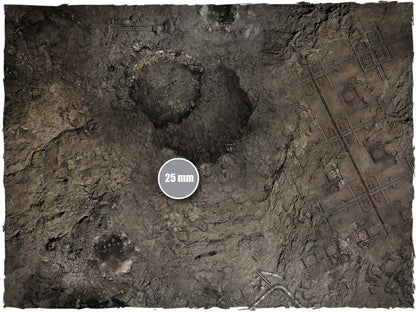 Sector Imperialis – Mata do gry Mousepad Deep-Cut Studio – zbliżenie fundamentów budynków i gruzu ze skalą 25mm
