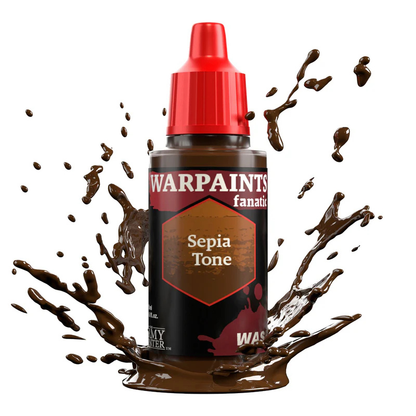 Sepia Tone 18ml WP3203P Warpaints Fanatic Wash The Army Painter – sepiowy wash akrylowy do cieniowania drewna, skóry i powierzchni w stylu vintage
