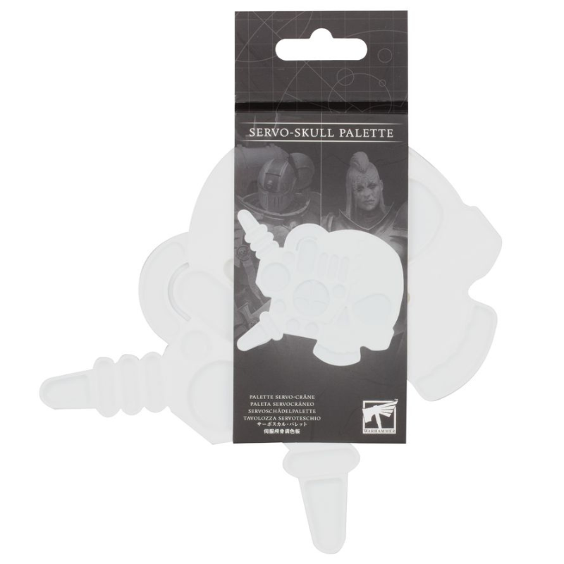Servo-Skull Palette Citadel – paleta malarska w kształcie czaszki servo z Warhammer 40K widok z góry lub detale
