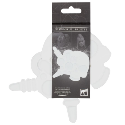 Servo-Skull Palette Citadel – paleta malarska w kształcie czaszki servo z Warhammer 40K widok z góry lub detale
