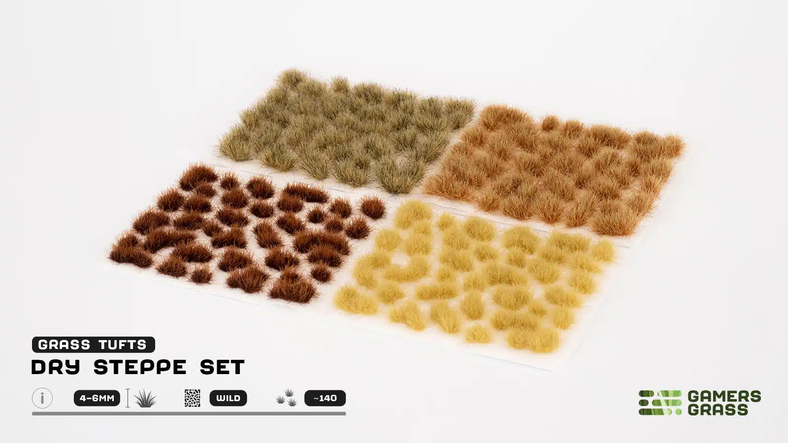 Dry Steppe Set Special Tufts Gamers Grass - tufty wild 4-6mm arkusz cztery kolory zestaw kompletny - Gamers Grass