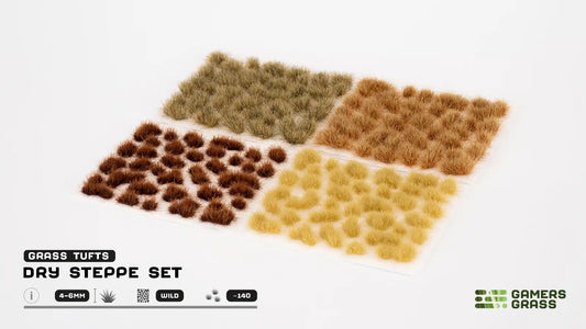 Dry Steppe Set Special Tufts Gamers Grass - tufty wild 4-6mm arkusz cztery kolory zestaw kompletny - Gamers Grass