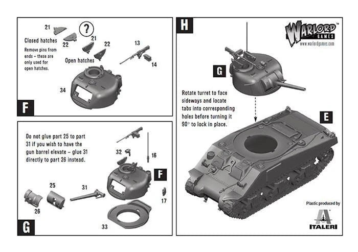 Instrukcja montażu M4 Sherman strona 2 - wieża i działo 75mm