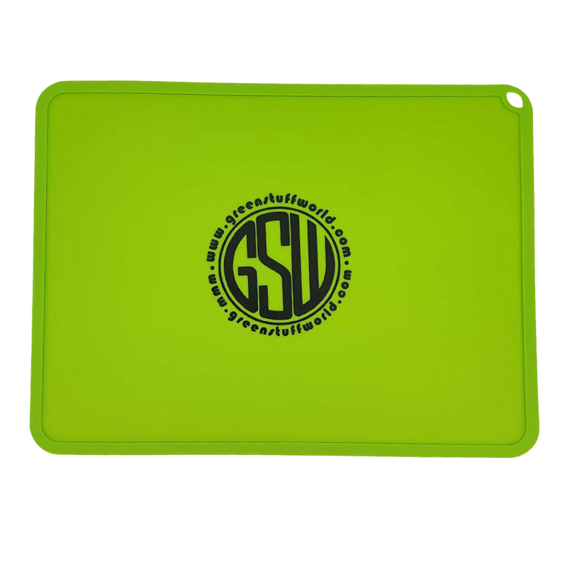 Silicone Cleaning Mat 410x310mm - zielona mata silikonowa z logo GSW, widok z góry | Green Stuff World
