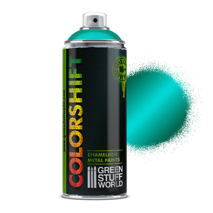 Neptunus Green - Spray Chameleon 400ml Colorshift Green Stuff World - puszka aerozolowa z próbką koloru turkusowo-zielonego