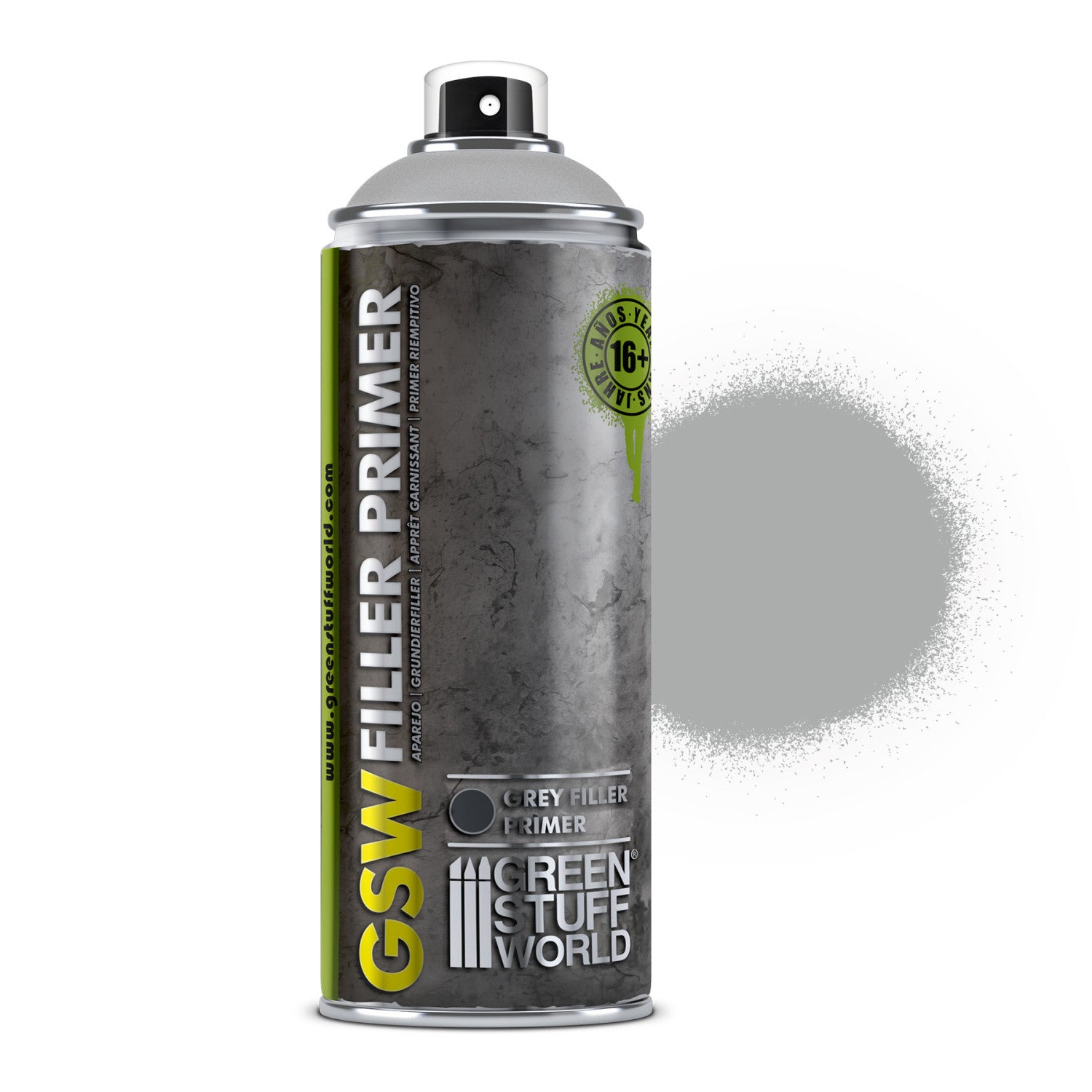Spray Filler Primer 400ml Green Stuff World - szary podkład wypełniający w aerozolu do figurek, cosplay i wydruków 3D
