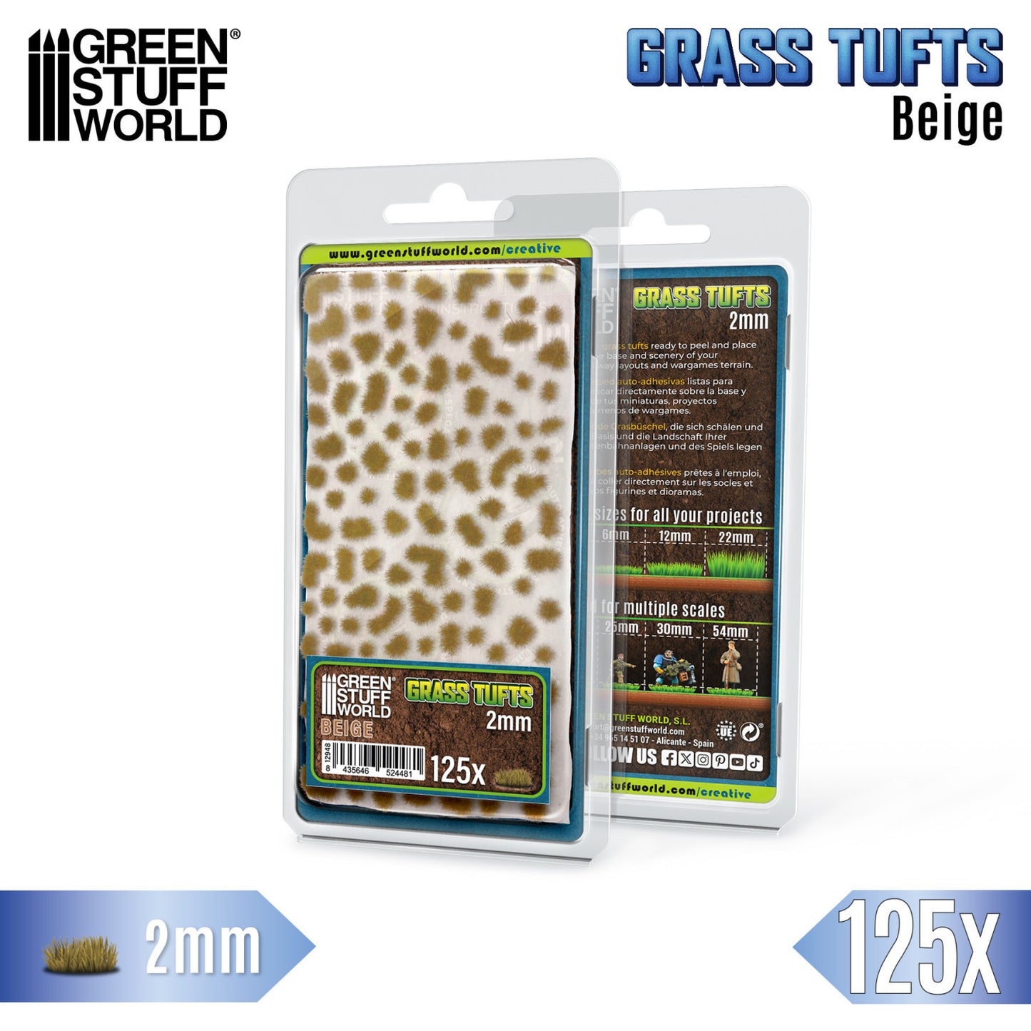 Beige Grass Tufts GSW - tufty 2mm Wyschnięta Trawa opakowanie blister - Greenstuff World