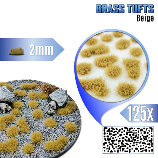 Beige Grass Tufts GSW - tufty 2mm Wyschnięta Trawa kępki na podstawce - Greenstuff World