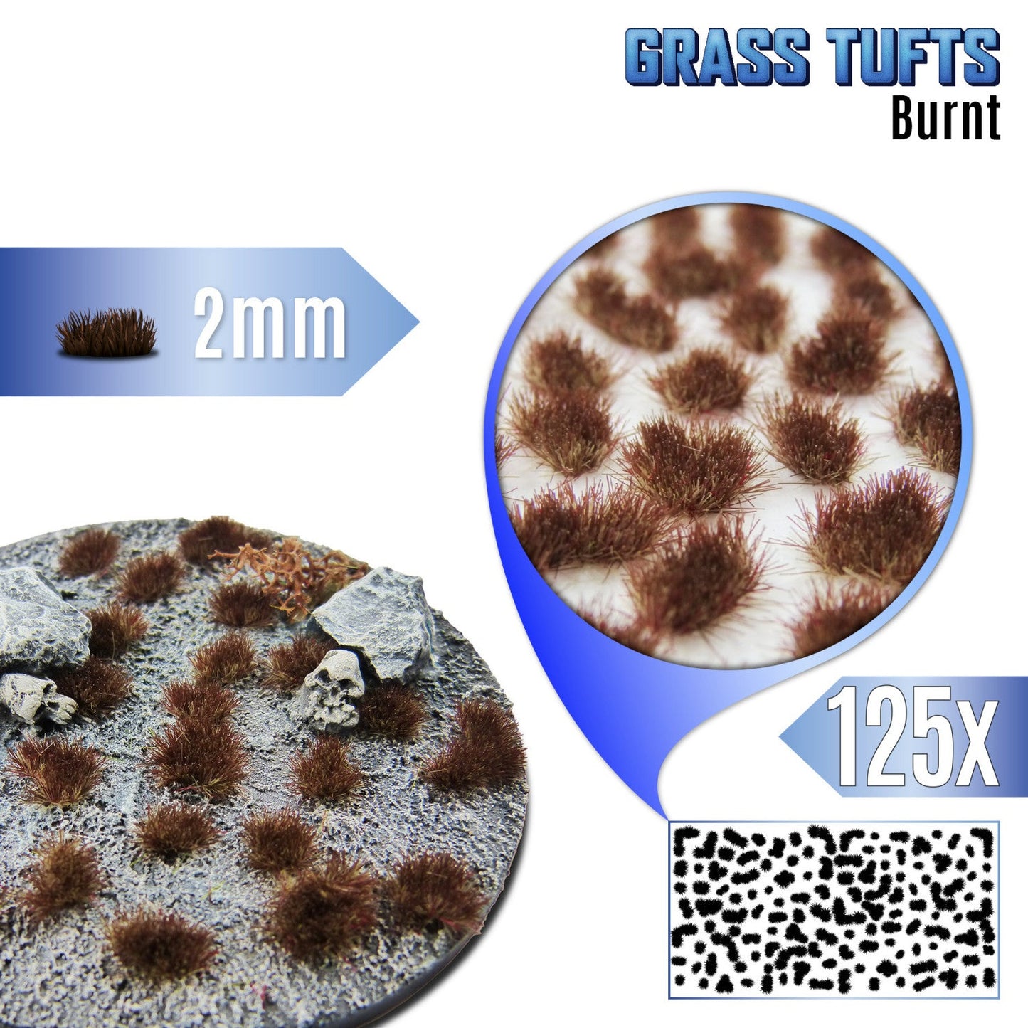 Burnt Grass Tufts GSW - tufty 2mm Spalona Trawa kępki na podstawce - Greenstuff World