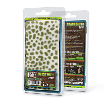 Light Green Grass Tufts 2mm GSW - samoprzylepne kępki jasnej trawy do podstawek miniatur Warhammer i D&D