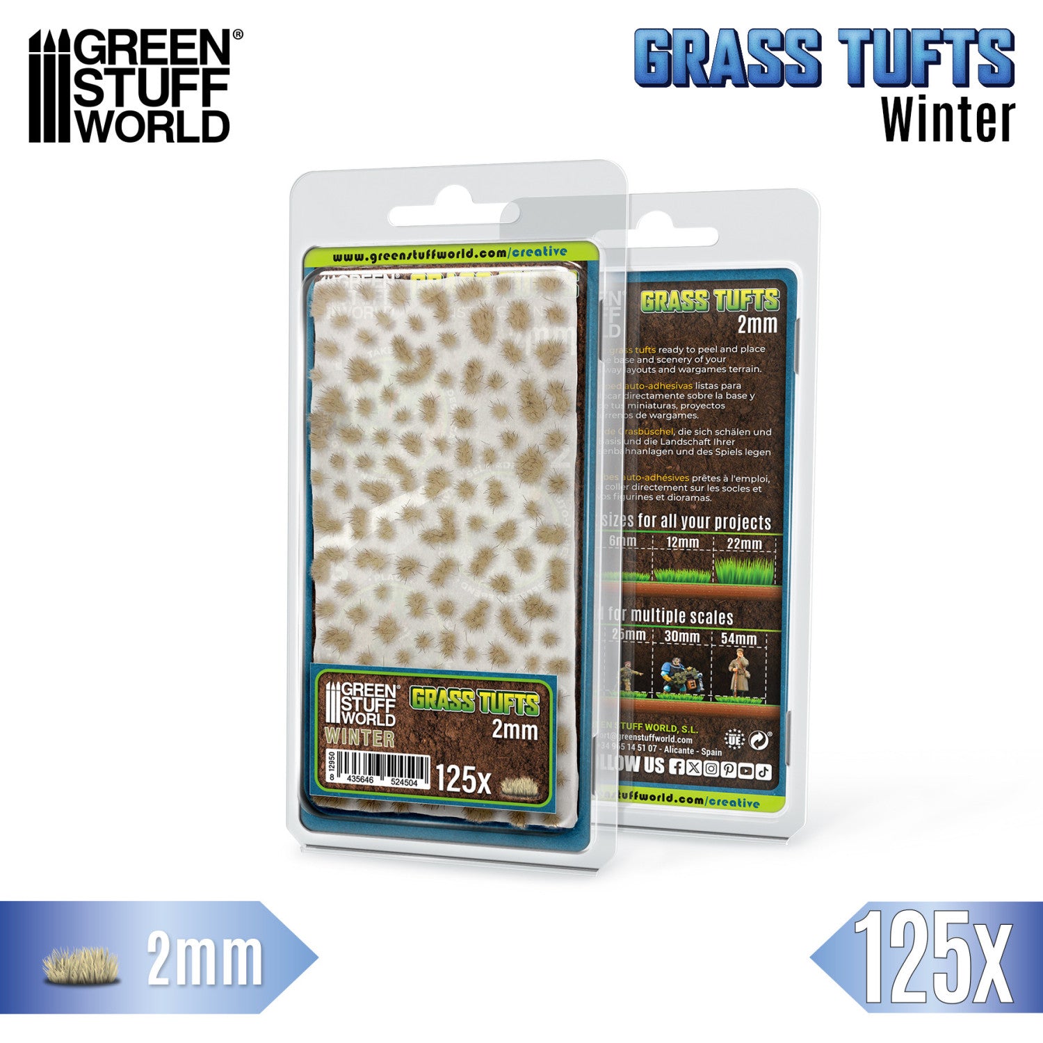 Winter White Grass Tufts GSW - tufty 2mm Zimowa Trawa opakowanie blister - Greenstuff Wor