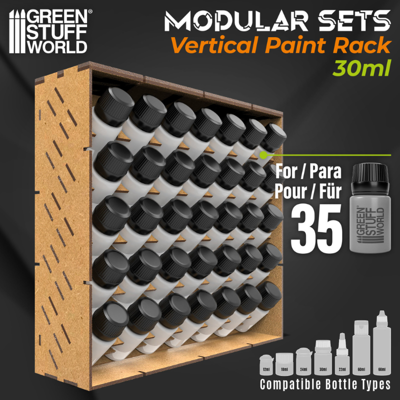 Modular Paint Rack VERTICAL Green Stuff World - kompatybilność z butelkami 10-60ml
