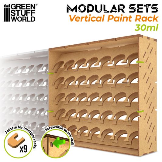 Modular Paint Rack GSW - widok wnętrza z prowadnicami na butelki 30ml
