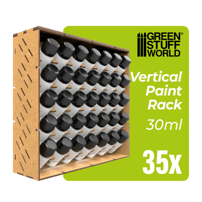 Pionowy modularny stojak na farby 30ml GSW - pojemność 35 butelek, widok frontalny
