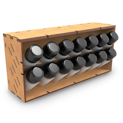 Horizontal Paint Organizer COMPACT GSW - 14 butelek 30ml w pozycji odwróconej, widok frontalny
