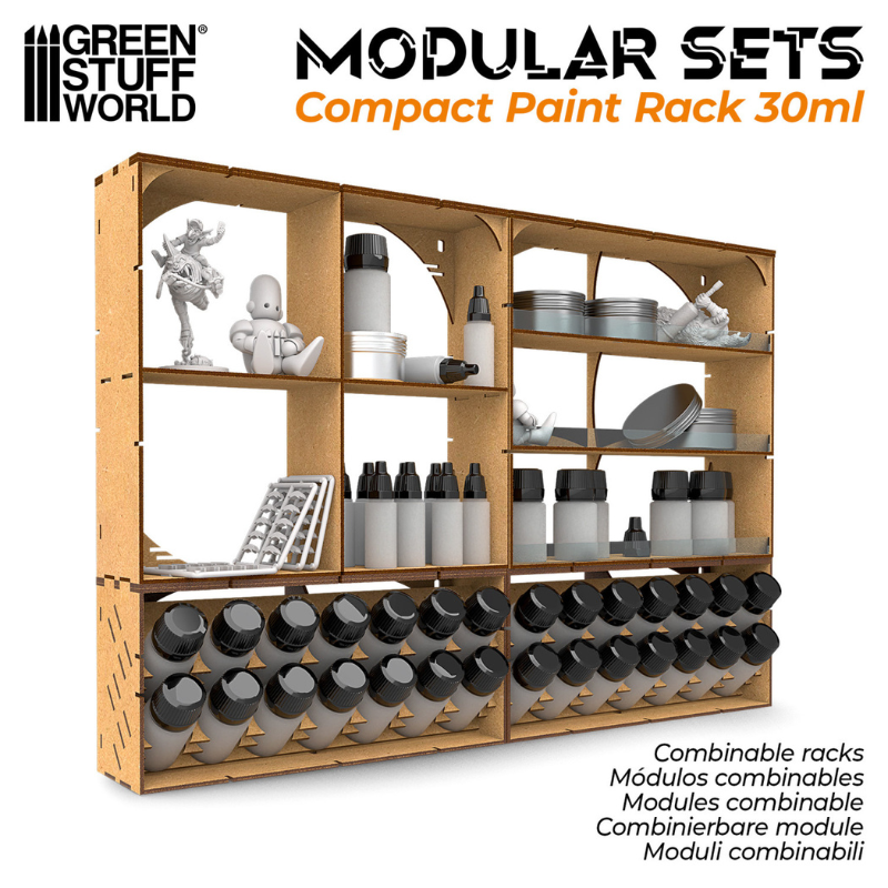 Horizontal Paint Organizer 30ml COMPACT Green Stuff World - złożony organizer MDF z figurkami i akcesoriami

