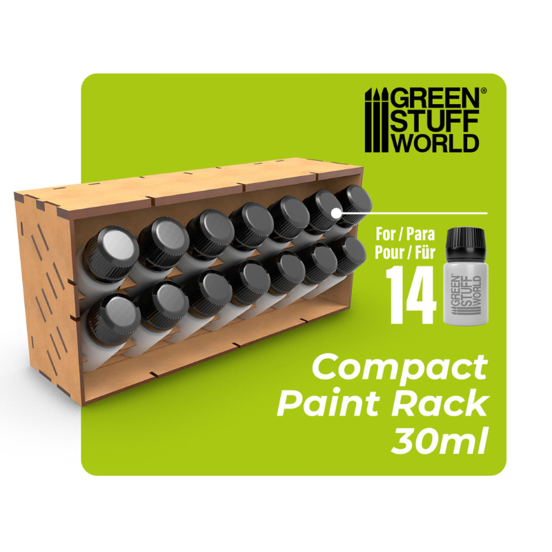Horizontal Paint Organizer 30ml Green Stuff World - widok izometryczny złożonego organizera MDF

