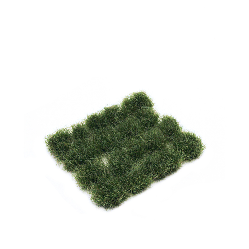 Wild Tuft Strong Green 12mm XL Vallejo Scenery - arkusz 17 intensywnie zielonych kępek trawy Extra Large na białym tle, widok z góry
