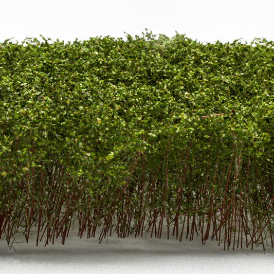 Tall Shrubbery Light Green GSW - zbliżenie na gęste jasnozielone krzewy miniaturowe z syntetycznymi łodygami i liśćmi do dioram