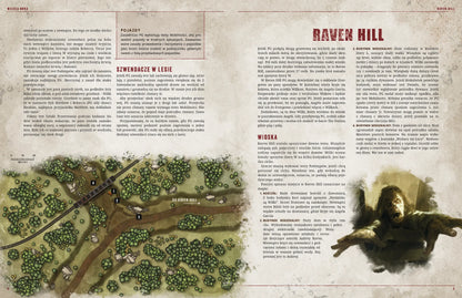 The Walking Dead Universe: Wilcza Nora – rozkładówka ze scenariusza z mapą lokacji Raven Hill i tekstem przygody
