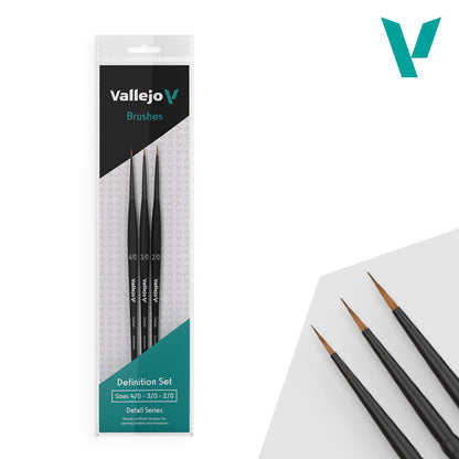 Vallejo Definition Set B01990 - zestaw 3 pędzli rozmiar 4/0 3/0 2/0 w opakowaniu - Pro Modeler Vallejo
