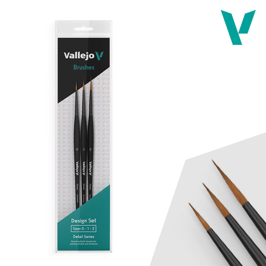 Vallejo Design Set B01991 - zestaw 3 pędzli okrągłych rozmiar 0 1 2 w opakowaniu - Pro Modeler Vallejo