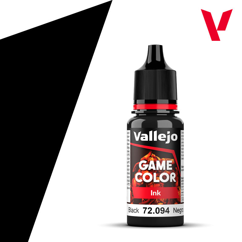 Vallejo Game Color Ink Black 72.094 - czarny tusz akrylowy 18ml do cieniowania i glazurowania figurek fantasy - Vallejo