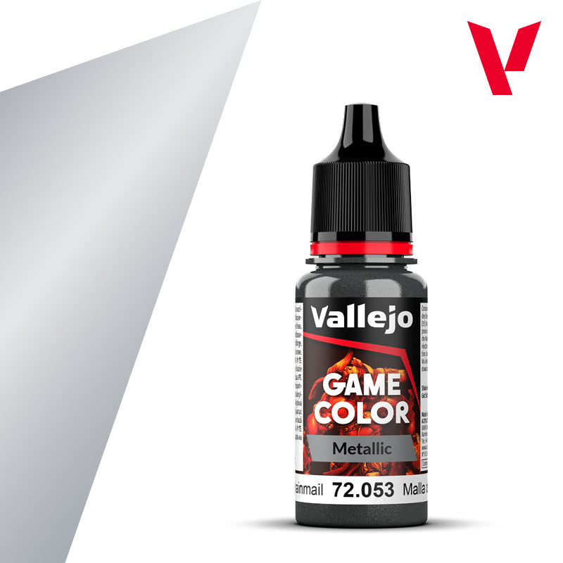 Vallejo Game Color Metallic Chainmail 72.053 - srebrna metaliczna farba akrylowa 18ml do malowania zbroi i figurek fantasy - Vallejo