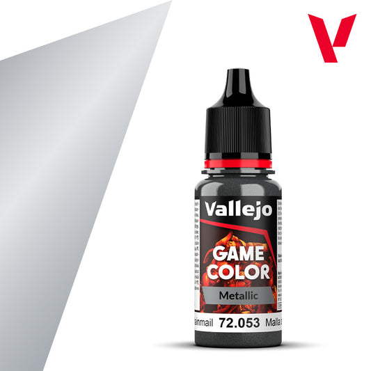 Vallejo Game Color Metallic Chainmail 72.053 - srebrna metaliczna farba akrylowa 18ml do malowania zbroi i figurek fantasy - Vallejo