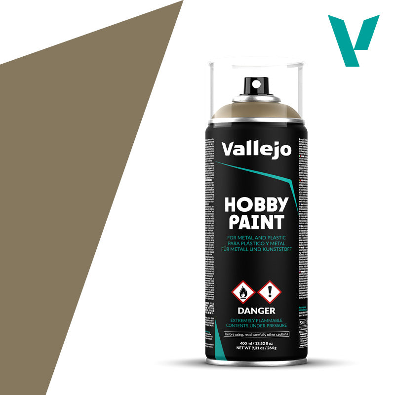 `Vallejo Hobby Paint US Khaki 28.009 - stonowana oliwkowo-khaki farba w sprayu 400ml do malowania figurek i modeli z plastiku i metalu - Vallejo`