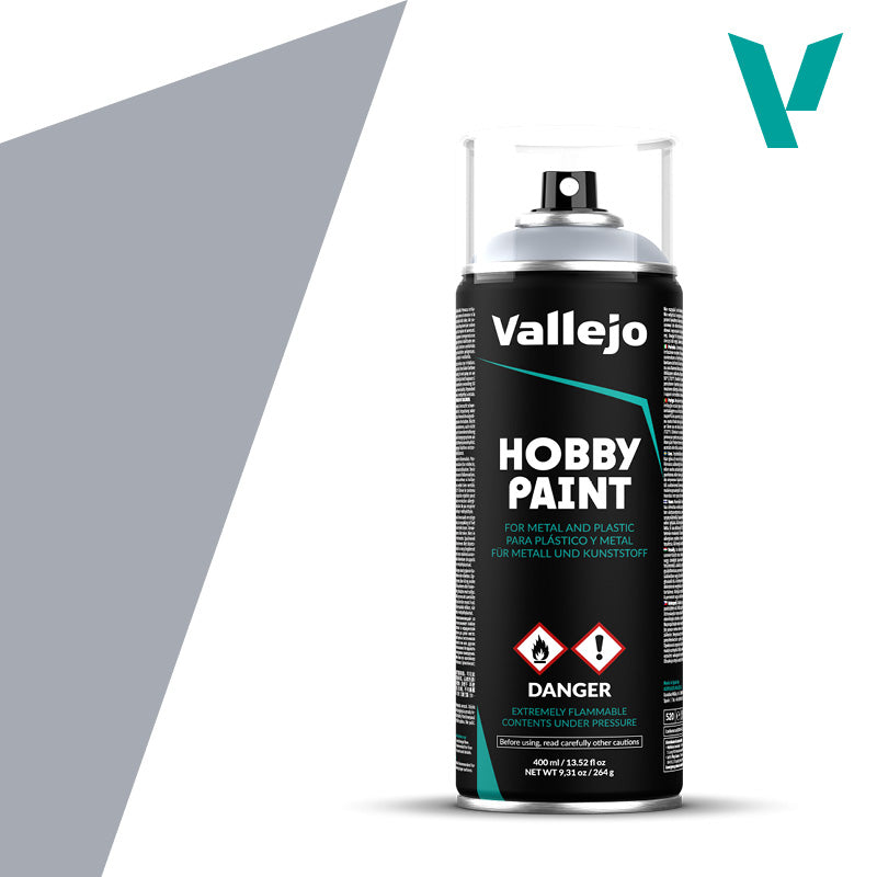 Silver (28.021) Vallejo Hobby Paint - metaliczna farba w sprayu 400ml do figurek i miniatur - Vallejo