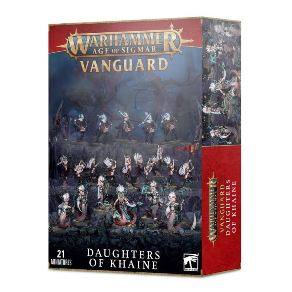 Vanguard Daughters of Khaine - pudełko Age of Sigmar czerwone 21 Miniatures Witch Aelves Blood Sisters Doomfire Warlocks Melusai Ironscale Games Workshop