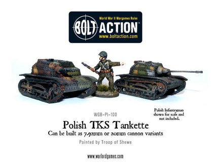 Polish TKS Tankette – porównanie wariantów 7.92mm i 20mm, skala 28mm Bolt Action Warlord Games