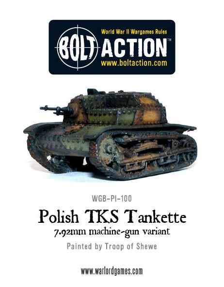 Polish TKS Tankette – wariant 7.92mm karabin maszynowy, widok z lewego boku, model 28mm Bolt Action Warlord Games
