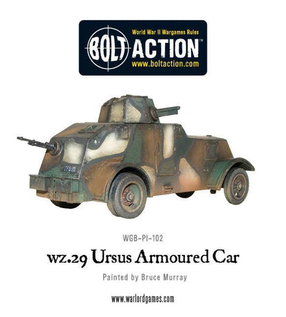 wz.29 Ursus – widok z tyłu i prawej strony, kamuflaż trójkolorowy, model 28mm Bolt Action WGB-PI-102
