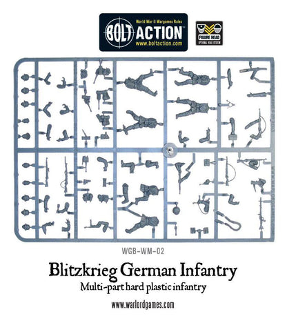 Blitzkrieg German Infantry Platoon - Bolt Action 28mm - wypraska plastikowa z częściami korpusów broni i głów - części do montażu - Warlord Games