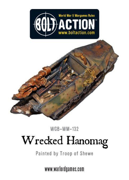 Wrecked Hanomag Sd.Kfz 251 – pomalowany model wraku, widok z góry na wnętrze pojazdu, WGB-WM-132, Bolt Action, Warlord Games
