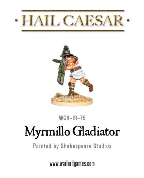 Myrmillo Gladiator Hail Caesar 28mm - figurka gladiatora pudełko produktu widok z boku prawego, WGH-IR-75