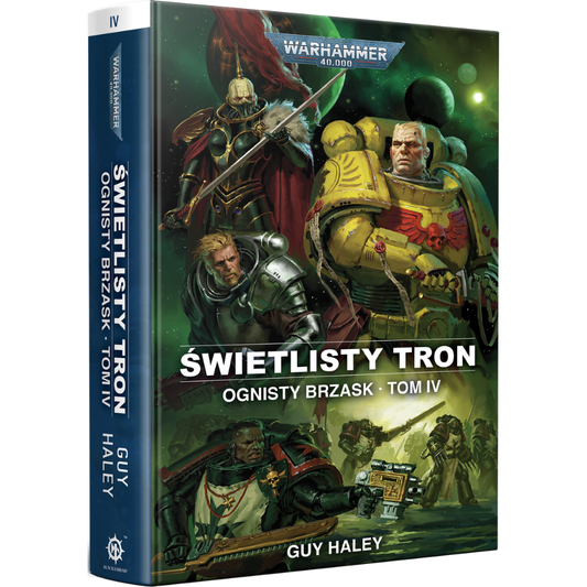 Świetlisty Tron – okładka 3D powieści Warhammer 40,000, Guy Haley, Ognisty Brzask Tom IV, oprawa zintegrowana z grzbietem
