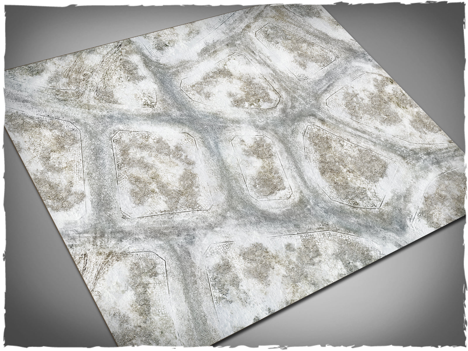 Winter Town – Mata do gry 4x4 stopy Mousepad Deep-Cut Studio – zimowe miasto brukowane ulice śnieg gry figurkowe
