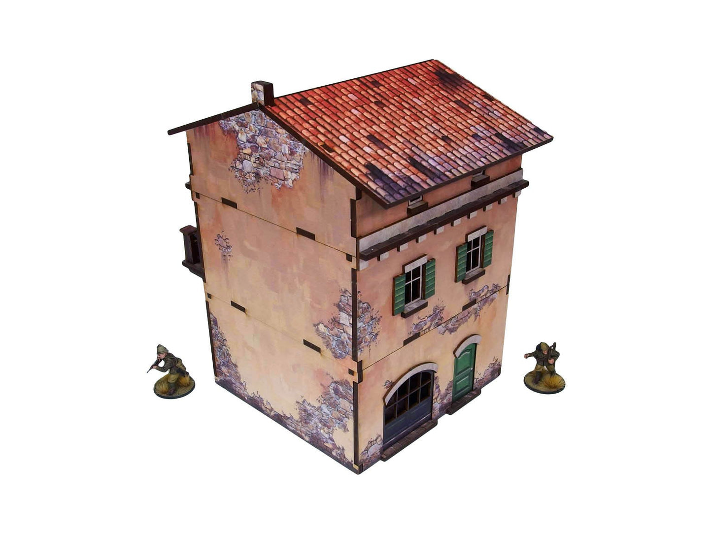 WW2 Italy Balcony House (1) PREPAINTED – panele HDF z wyciętymi elementami domu z balkonem przed montażem, widok alternatywny, UV-druk multicolor
