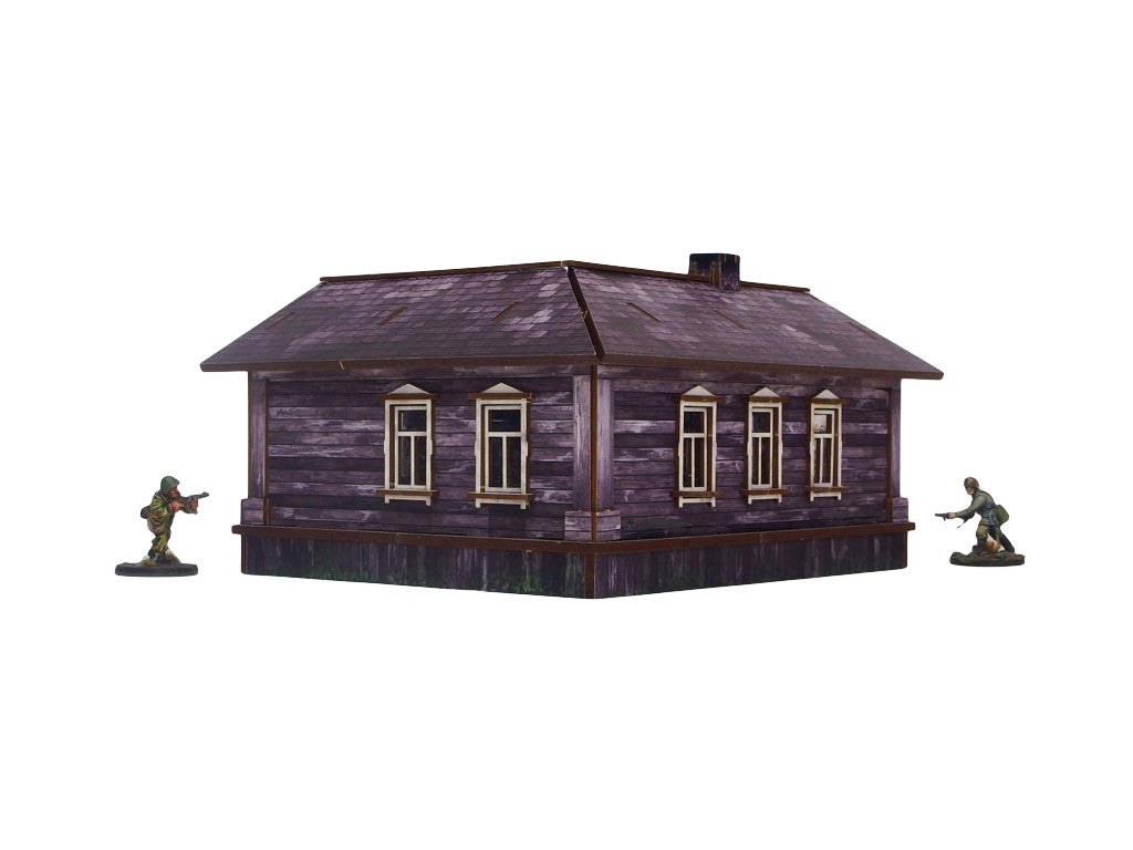 Ostfront Village Maria's House – widok boczny na ścianę z dwoma oknami, 28mm Bolt Action Micro Art Studio

