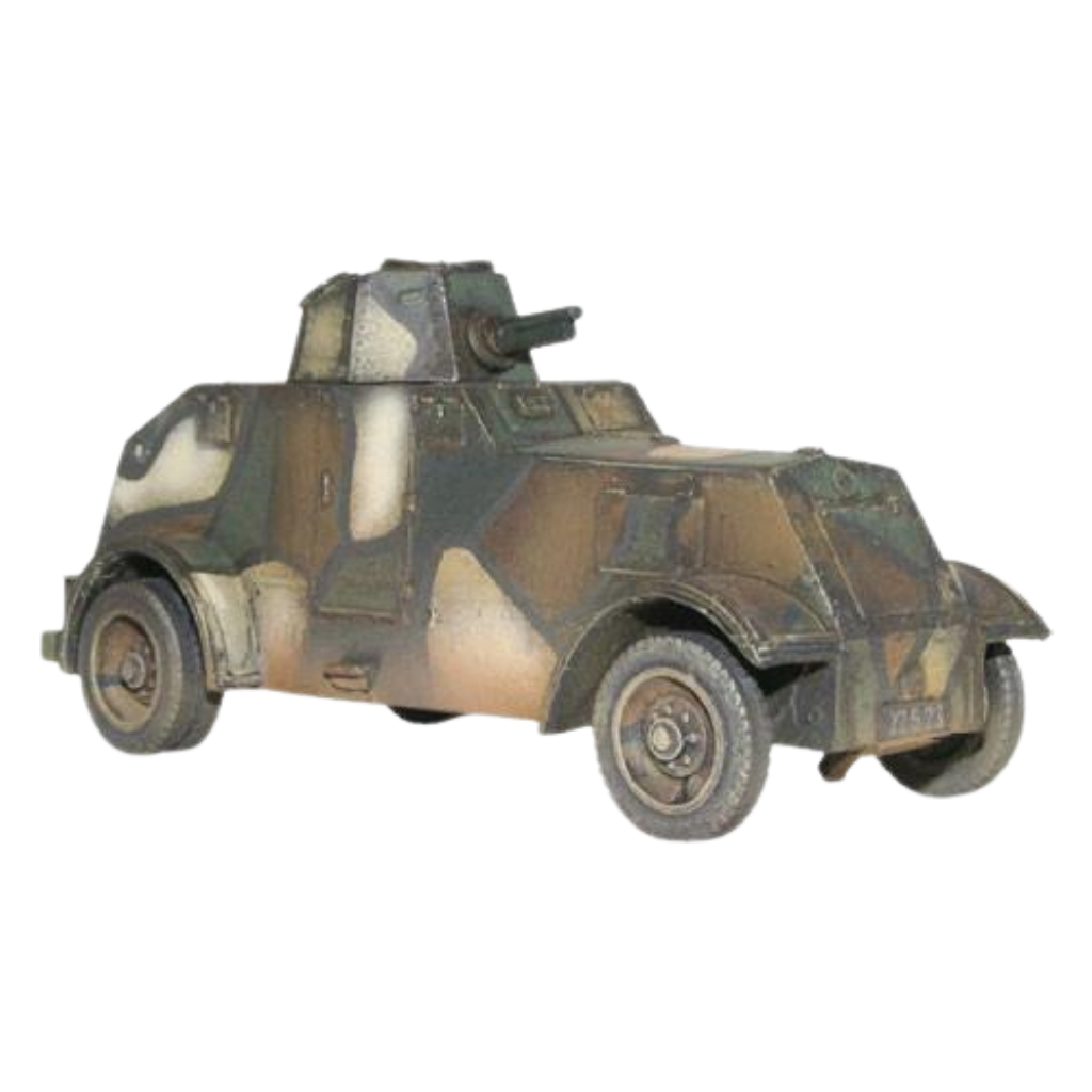 wz.29 Ursus – polski ciężki samochód pancerny 28mm, kamuflaż trójkolorowy, widok z boku, Bolt Action Warlord Games WGB-PI-102
