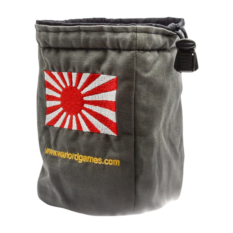 Imperial Japanese Dice Bag WGB-BAG-11 – szary worek na kości Bolt Action z haftowaną flagą Wschodzącego Słońca Cesarskiej Japonii, oficjalny produkt Warlord Games
